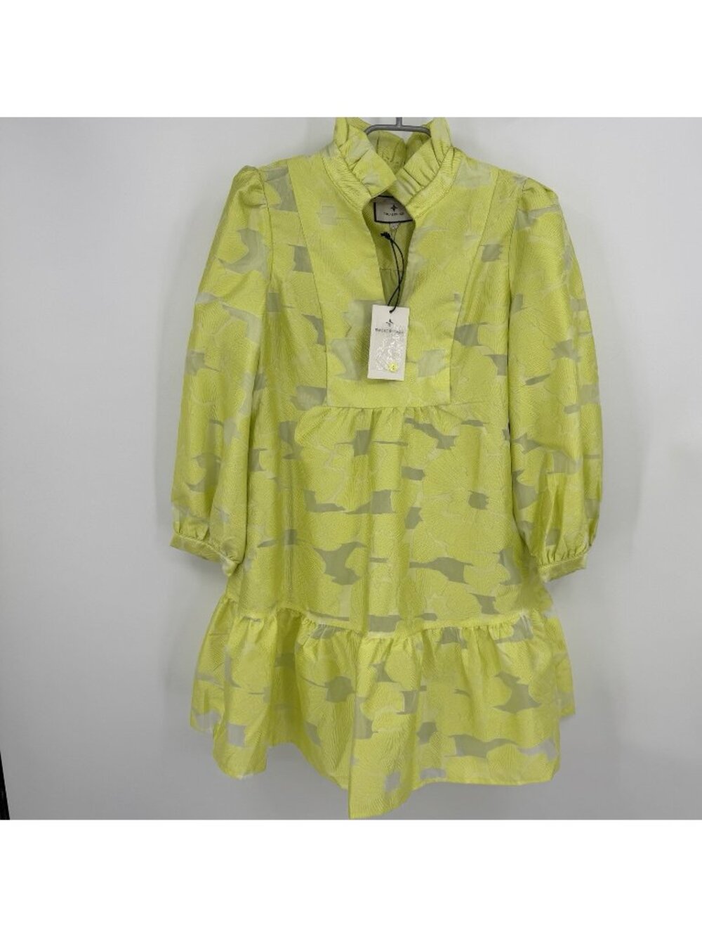 Tuckernuck Citron Fil Coupe Palmerston Dress size S Floral Long Sleeve Mini NWT